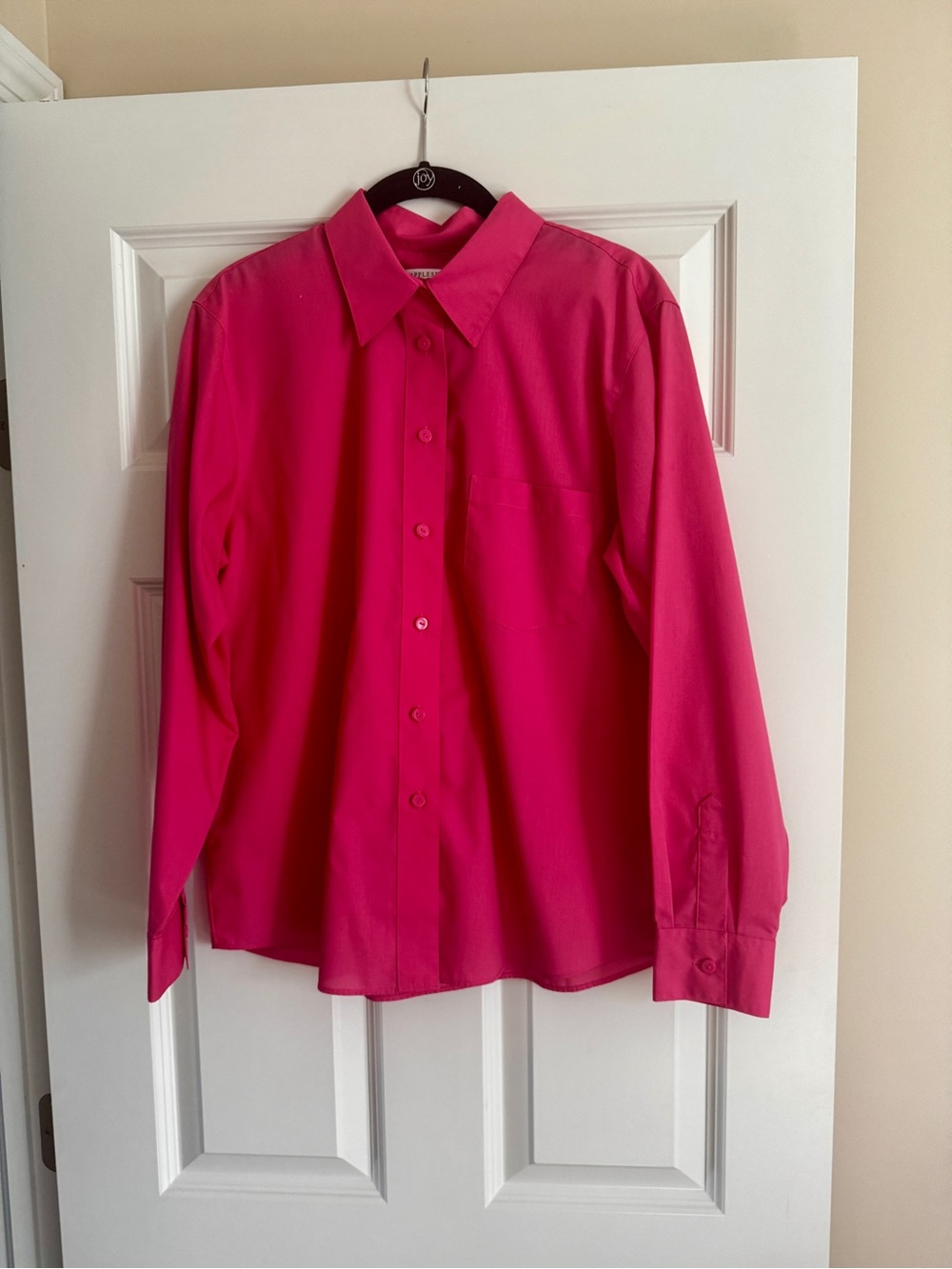 Appleseed's Hot Pink Button-Front Blouse Wrinkle Free 12